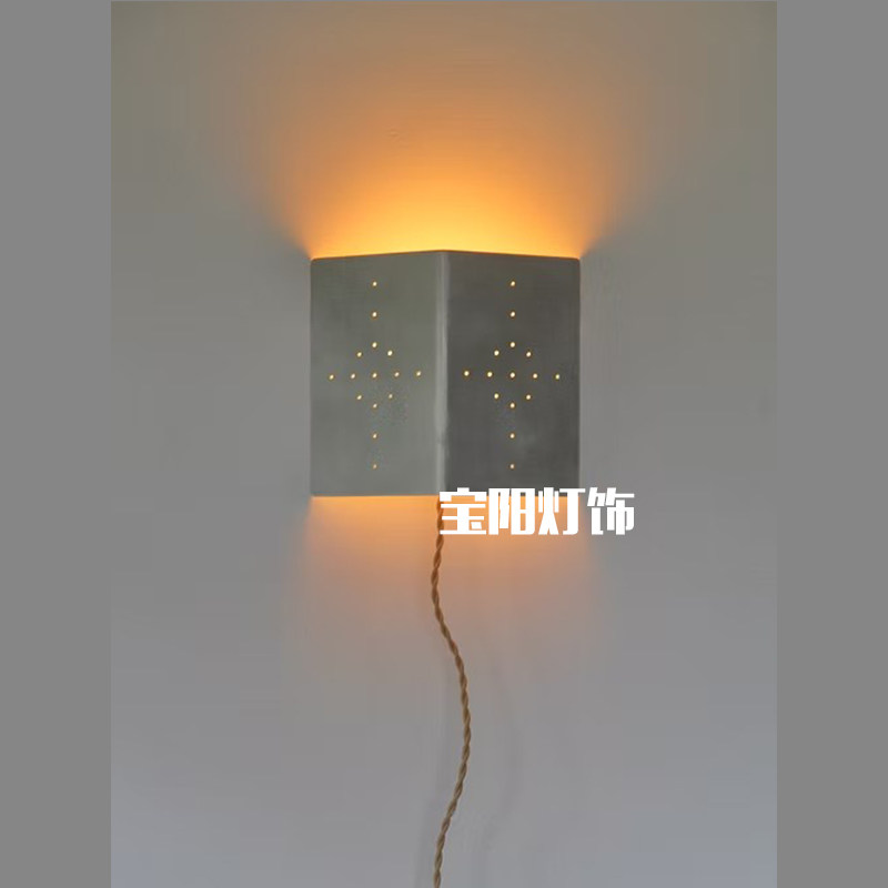 中古风卧室餐厅书房免布线壁灯 现代极简风玄关过道设计师灯具