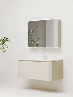 蜂窝铝浴室柜组合圆角镜柜双抽屉一门圆弧边智能卫生间加深洗手盆