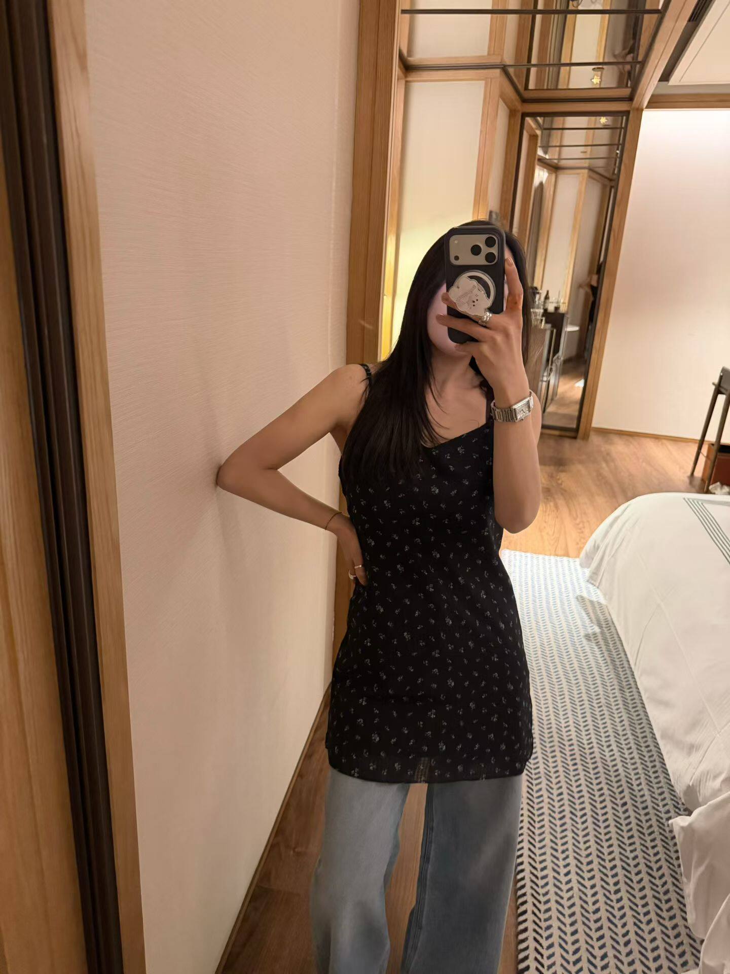 韩国东大门正品女装新款雪纺碎花吊带背心女修身显瘦休闲上衣叠穿
