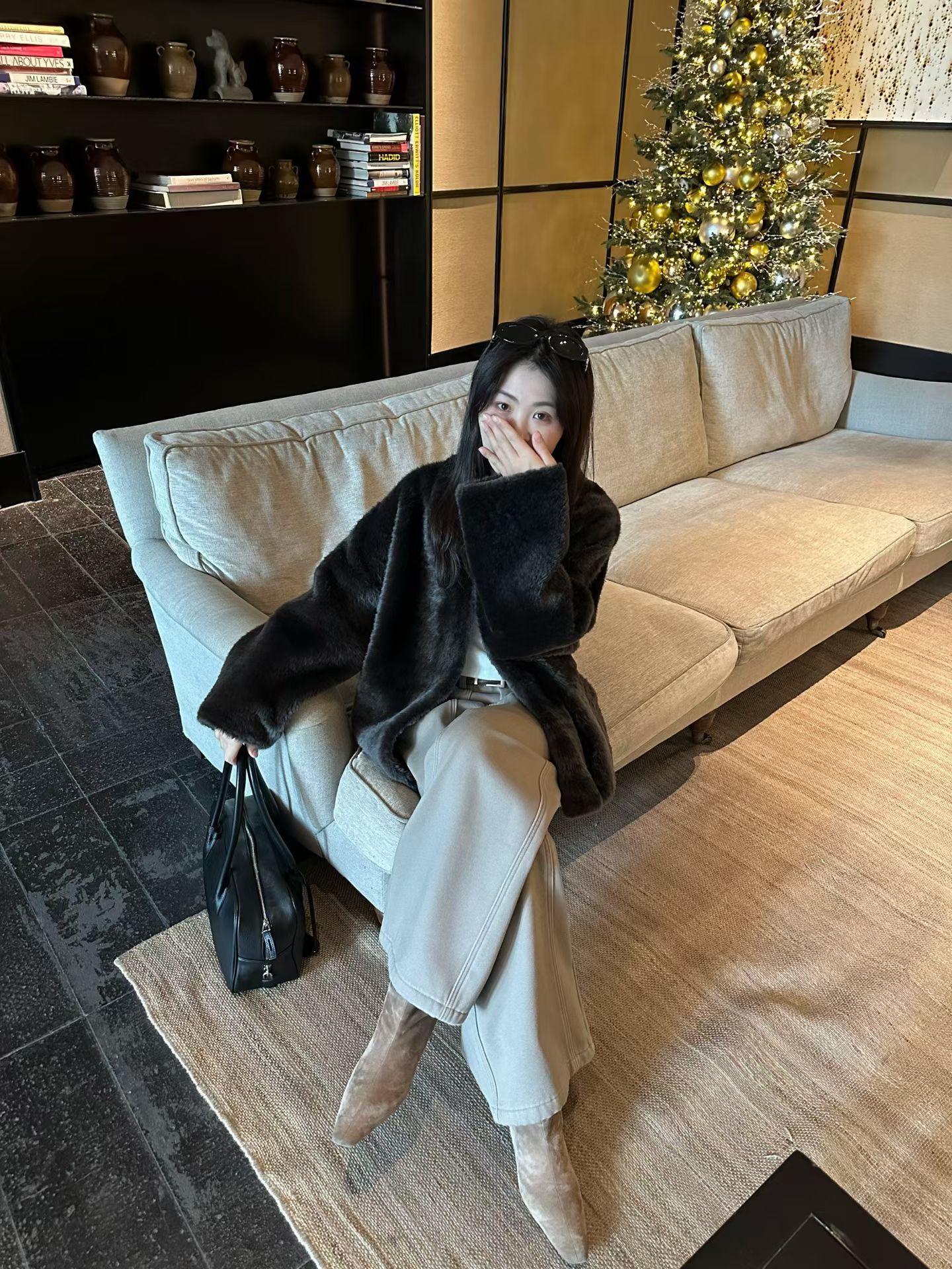 韩国东大门正品女高品质立领宽松拉贡皮毛一体水貂毛皮草外套加厚