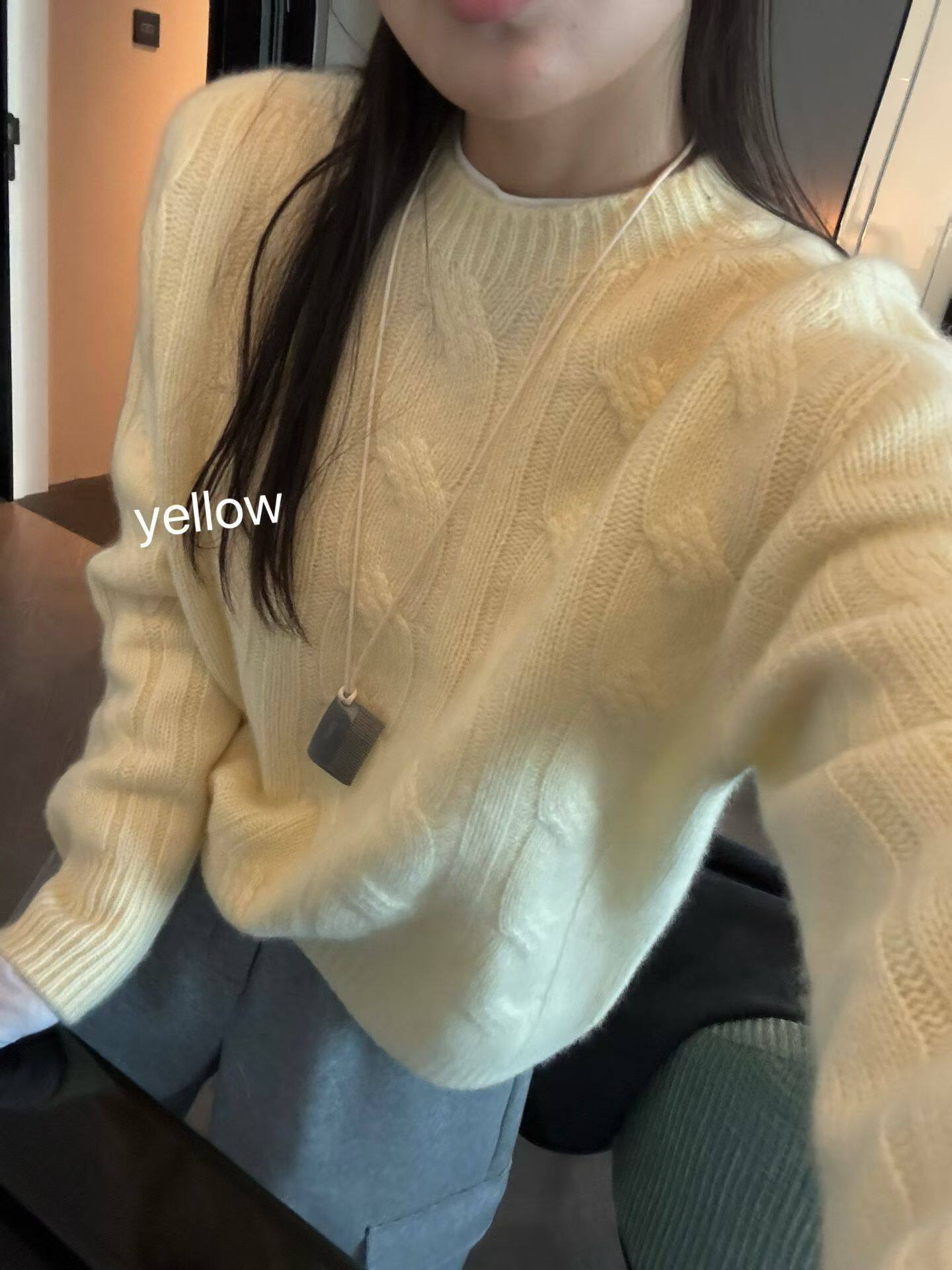 韩国东大门正品女装秋冬高品质圆领百分百山羊绒麻花宽松显瘦针织