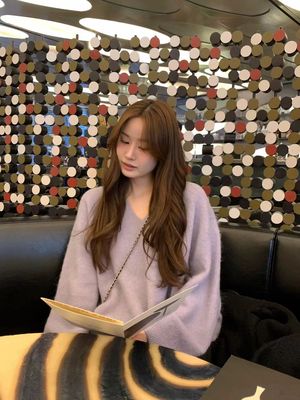 ounce韩国东大门正百搭v领宽松慵懒宽松纯色高品质氛围感羊毛针织