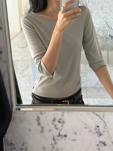 ounce韩国东大门正品2026秋季百搭显瘦圆领七分袖T恤女打底衫上衣