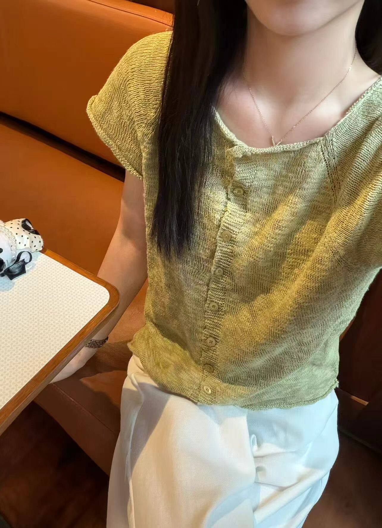 韩国东大门正品女装百搭圆领短袖T恤冰线麻料宽松显瘦休闲上衣ins
