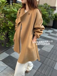 韩国东大门女装气质圆领腰带复古毛呢外套女高品大衣外套chic