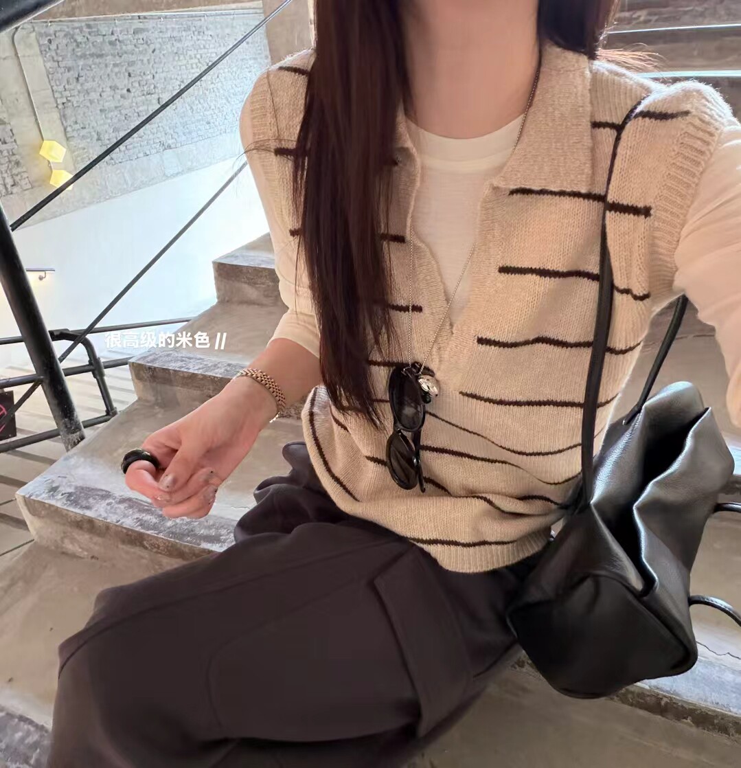 韩国东大门正品女装2026秋季新款百搭显瘦翻领无袖针织衫毛衣背心