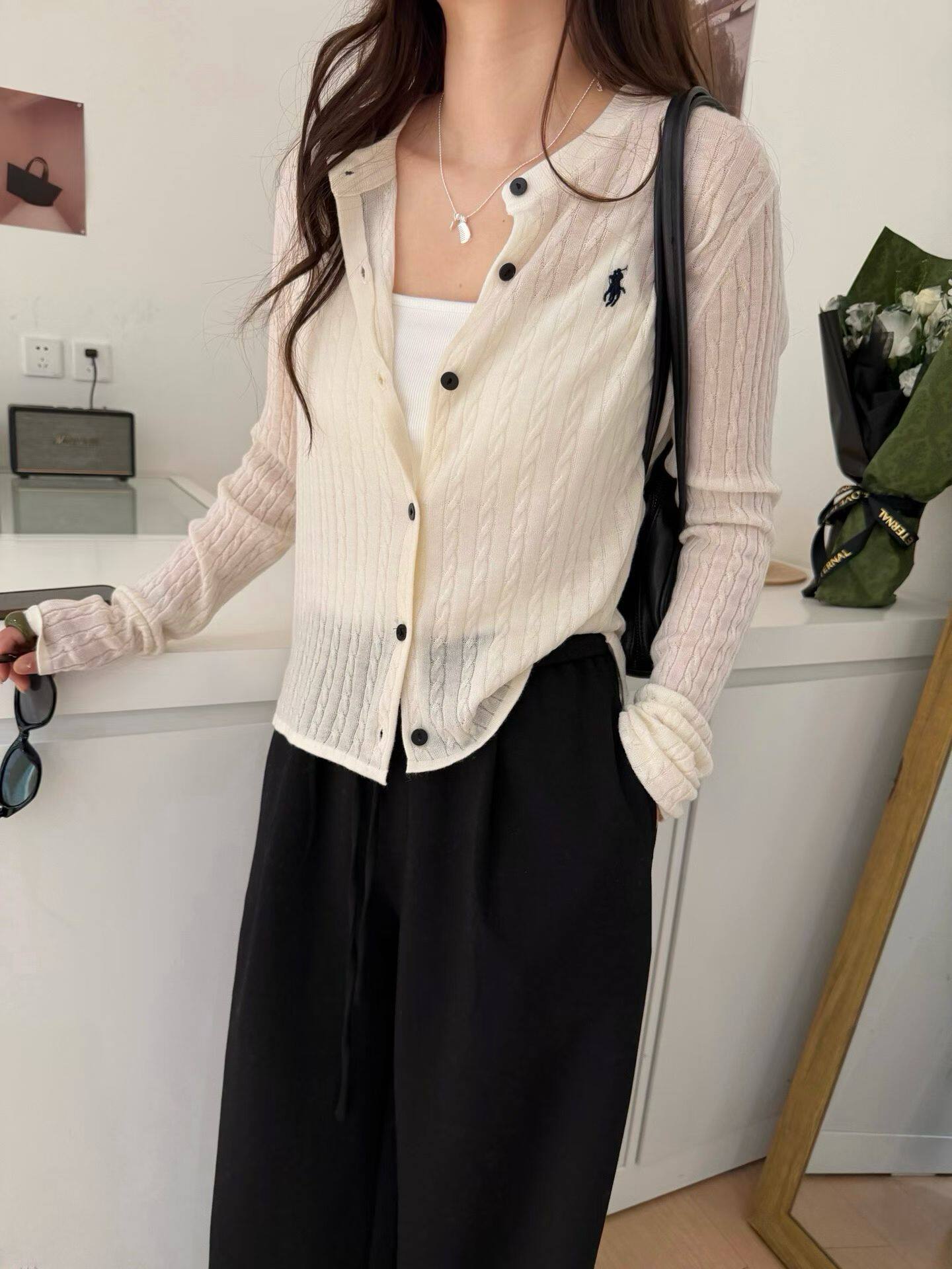 韩国东大门女装2026春夏高品质圆领麻花长袖针织开衫女显瘦上衣