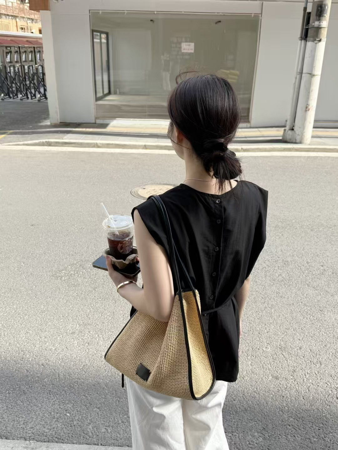 现韩国东大门正品女装夏高品质圆领系后背扣系带短袖腰带气质衬衫