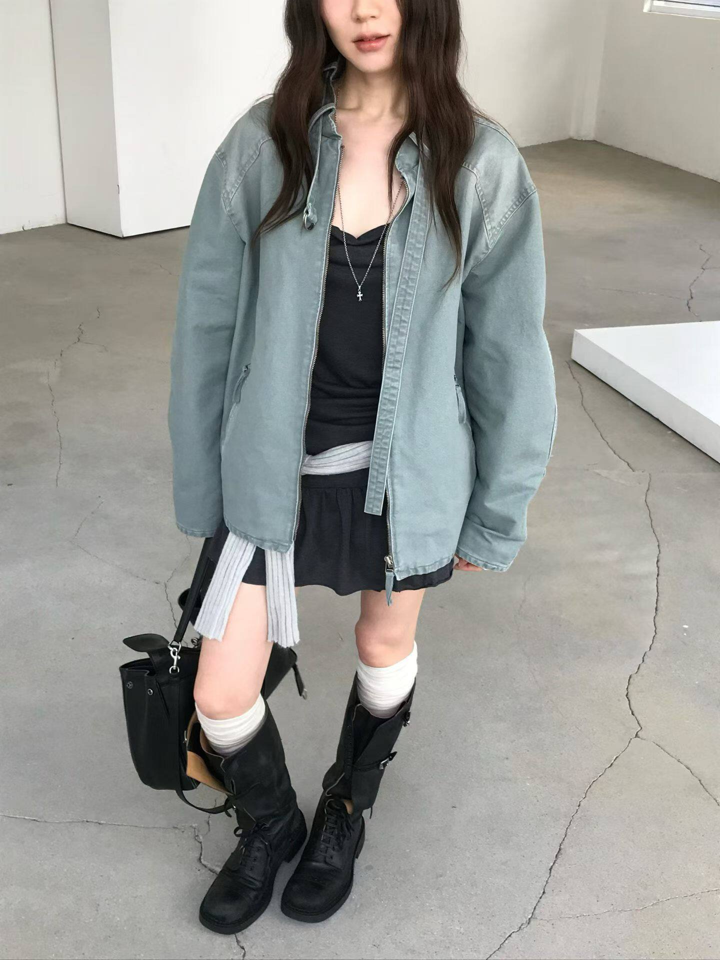nuese韩国东大门正品2026秋季新百搭显瘦牛仔外套女宽松休闲上衣
