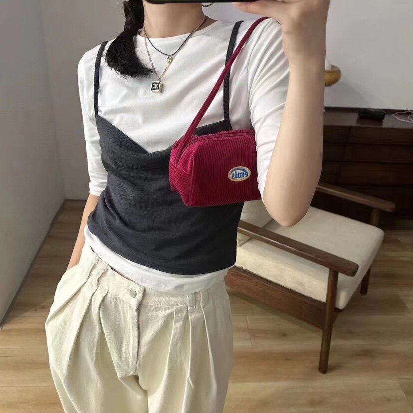 现!韩国东大门正品女装 秋冬 两件套中袖修身显瘦吊带打底衫