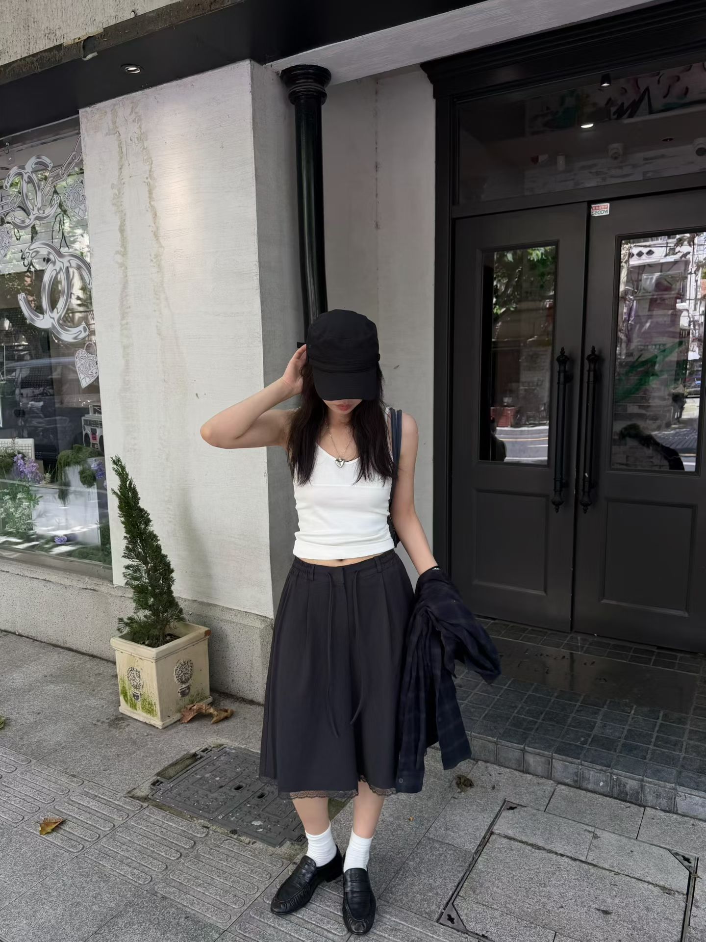 韩国东大门正品女装 2026秋季新款抽绳蕾丝花边设计五分阔腿裤ins