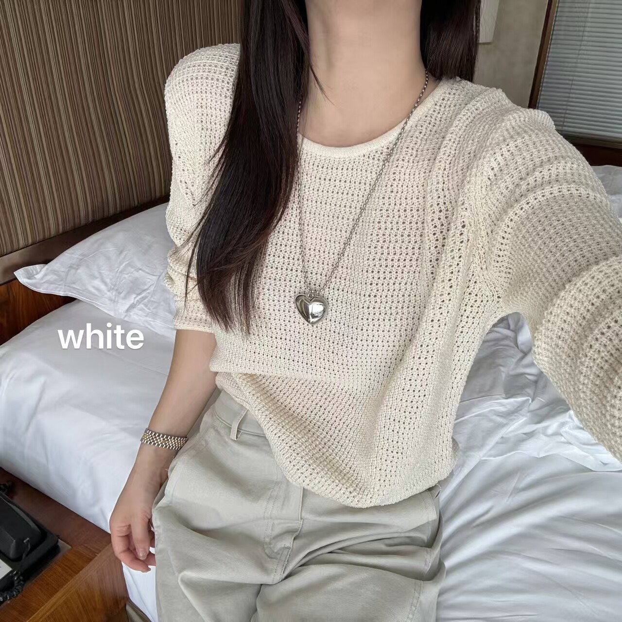 韩国东大门女装2026春夏高品圆领镂空洞洞针织衫百搭显瘦上衣ins
