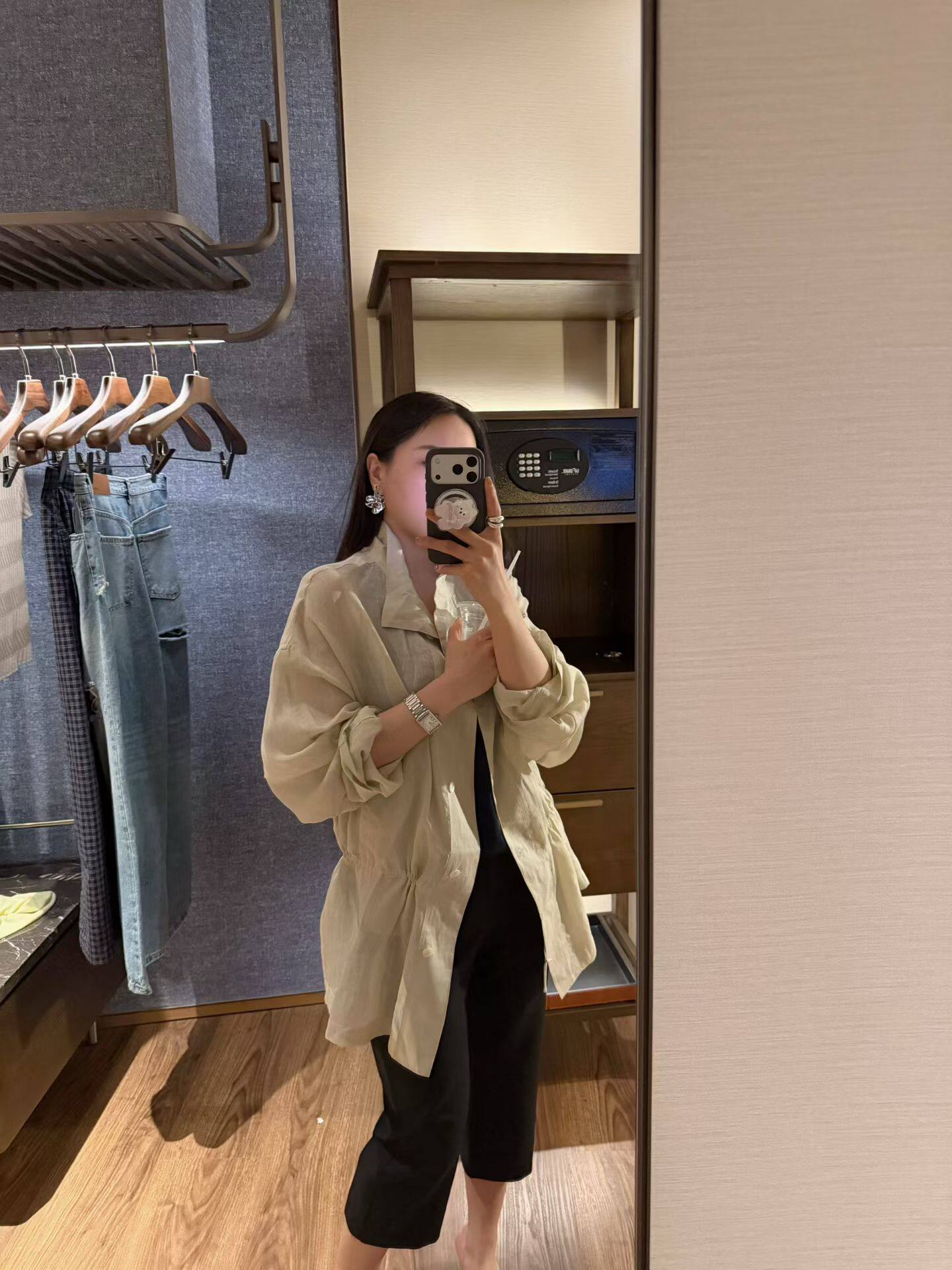 韩国东大门正品女装2026春新款立领抽绳收腰压皱长袖衬衫百搭显瘦