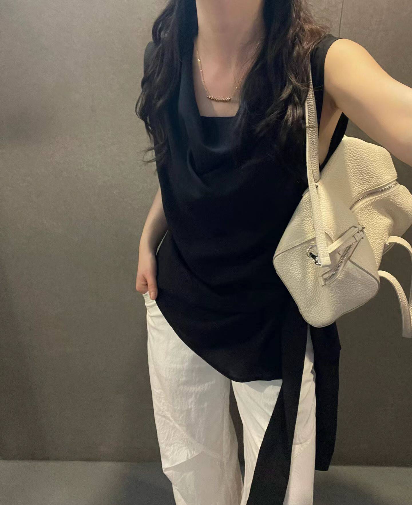 韩国东大门正品女装时尚百搭荡领无袖背心宽松显瘦无袖衬衫T恤ins