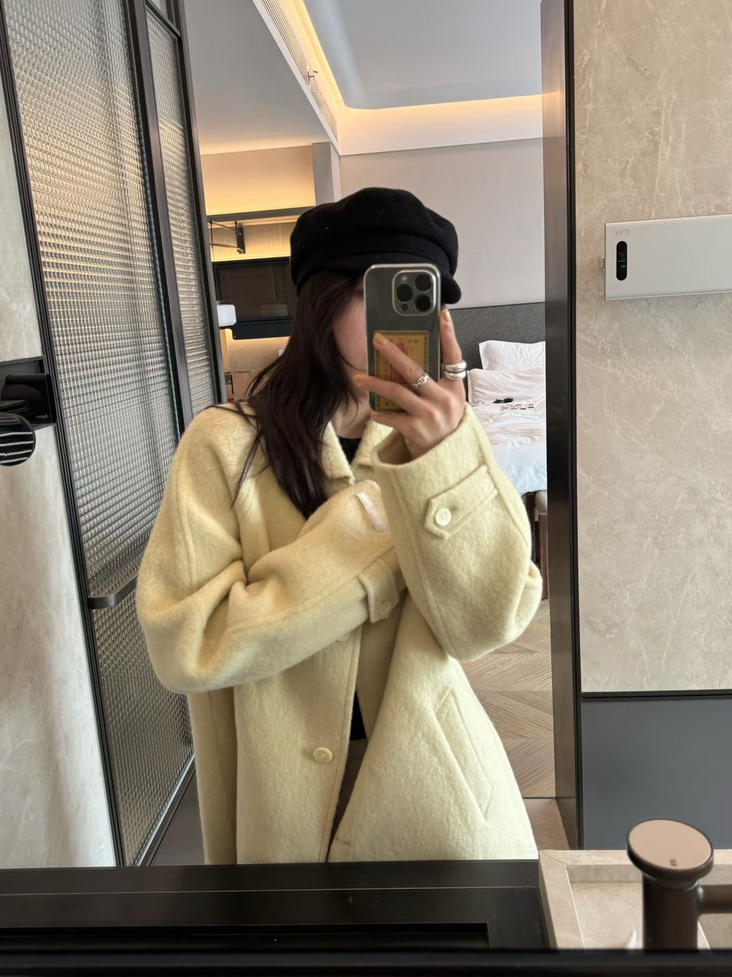 韩国东大门正品女装2025新百搭翻领长袖苏丽羊毛大衣外套女中长款