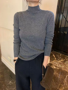 现!韩国东大门正品女装百分百羊毛半高领弹力很大螺纹打底针织衫