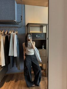 韩国东大门正品女装 2026夏季高品质速干材质抽绳薄款休闲工装裤