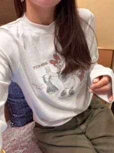 韩国东大门女装2026秋新百搭显瘦圆领可爱唐老鸭长袖T恤上衣