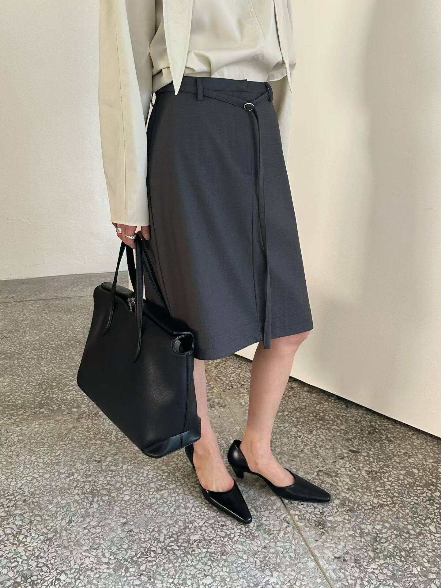 韩国东大门女装2026春夏高品质高腰显瘦通勤直筒半身裙女中长款