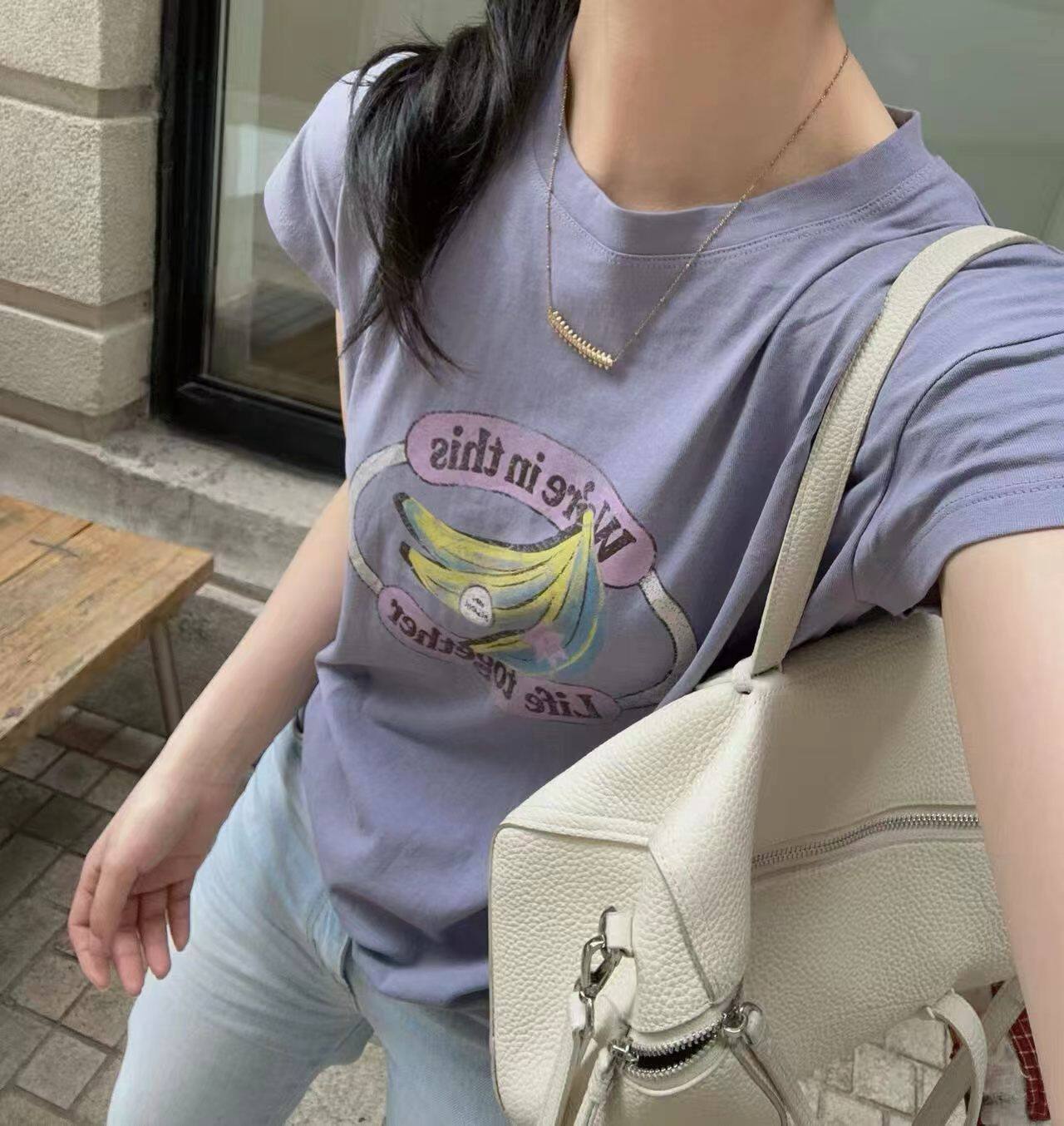 韩国东大门正品女装圆领短袖水果香蕉印花T恤宽松显瘦休闲上衣ins