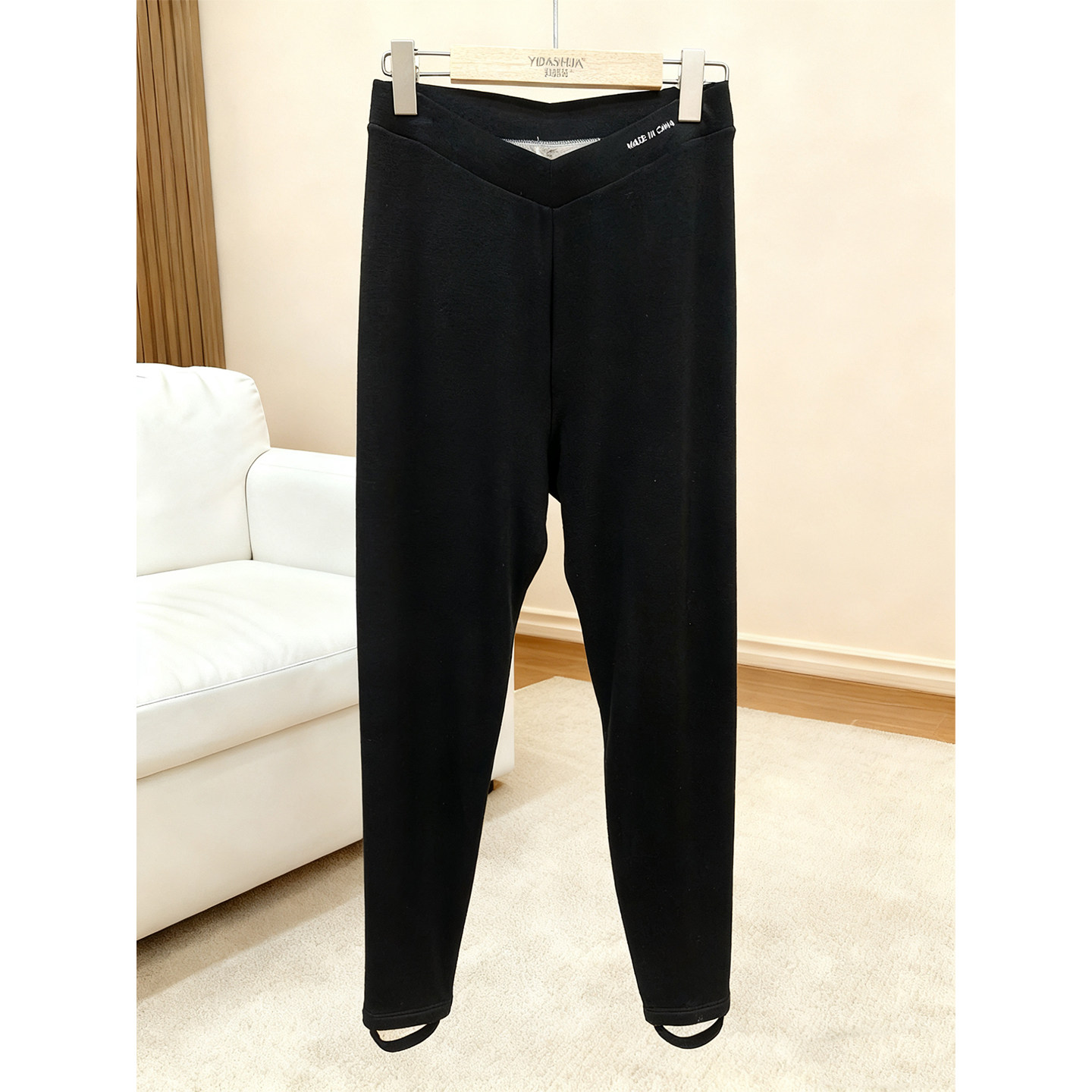 澳尔东女士保暖裤加绒加厚羊毛棉裤中厚v腰高腰舒适踩脚打底裤冬