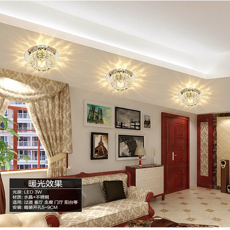 广东中山灯具筒灯客厅吊顶灯新款客厅水晶孔灯走廊过道灯七彩射灯