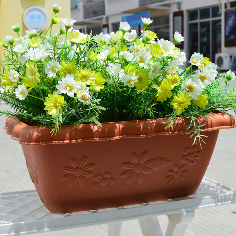 花盆树脂波浪盆阳台庭院种菜种花加厚长条轻巧耐用种植盆塑料花槽