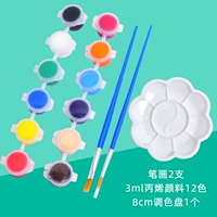 Пигментированная кисть, палитра, 12 цветов, 2 шт, 1 шт