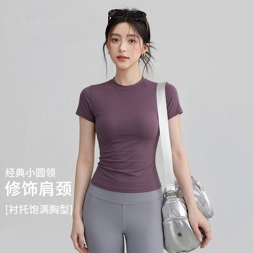 2026新款瑜伽短袖夏季跑步运动普拉提健身圆领瑜伽上衣t恤女