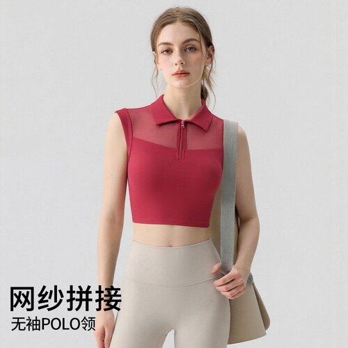 新中式瑜伽服带胸垫2026新款普拉提半袖跑步健身服上衣运动背心女