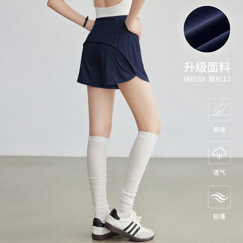宽松速干运动短裤女防走光2026新款跑步马拉松瑜伽健身三分裤夏季