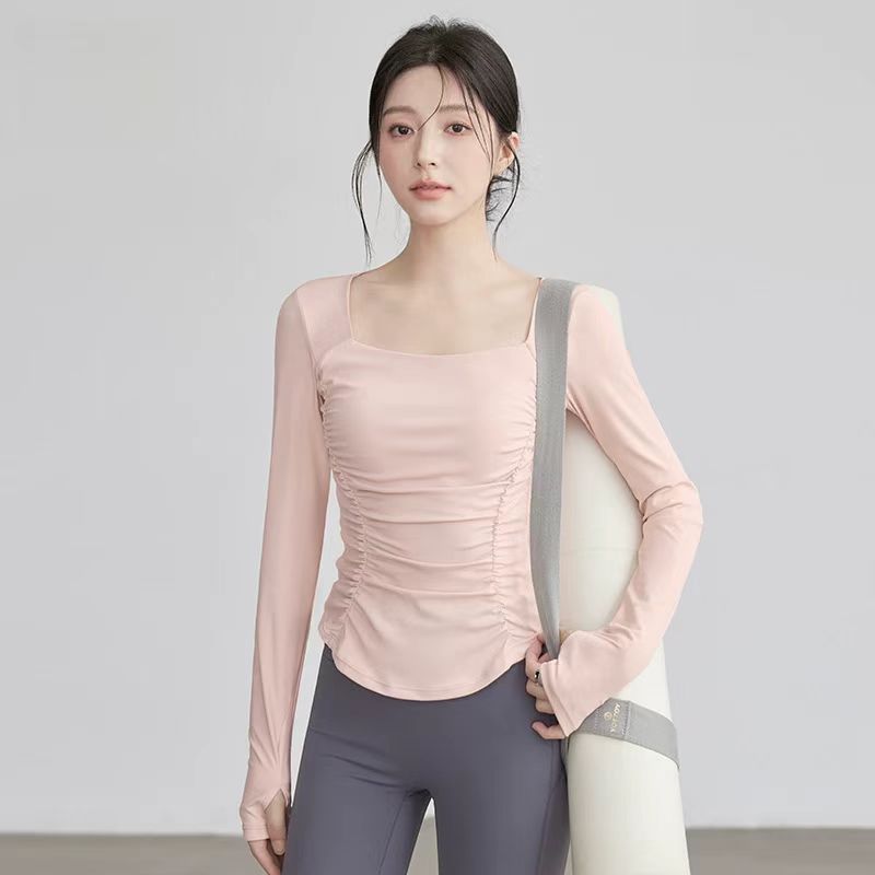 瑜伽服上衣长袖带胸垫2025新款高级感跑步运动普拉提训练健身服女