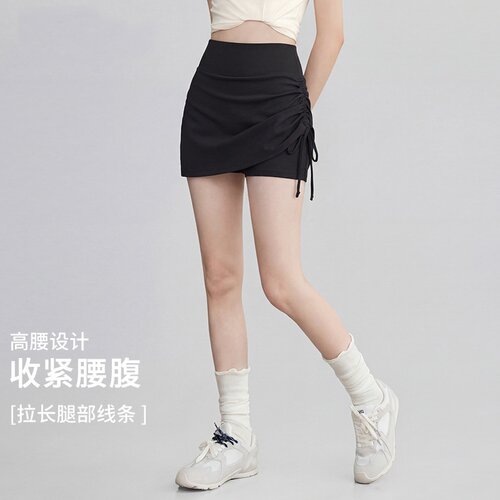假两件运动短裤女外穿高腰收腹提臀瑜伽裤三分裤跑步训练健身裤裙