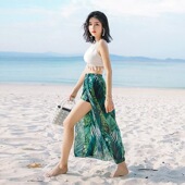 女 沙滩海边度假长裙泳装 情侣泳衣女泡温泉新款 分体性感比基尼套装