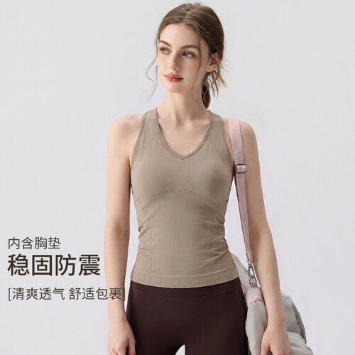 运动内衣女2026夏季小v领带胸垫跑步运动普拉提健身瑜伽套装女