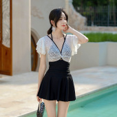 女保守 聚拢性感泡温泉泳装 泳衣女2025新款 高级感遮肚显瘦连体裙式