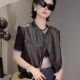 时尚 复古PU皮马甲女短款 韩版 新款 休闲机车服坎肩马夹外套 2025秋季