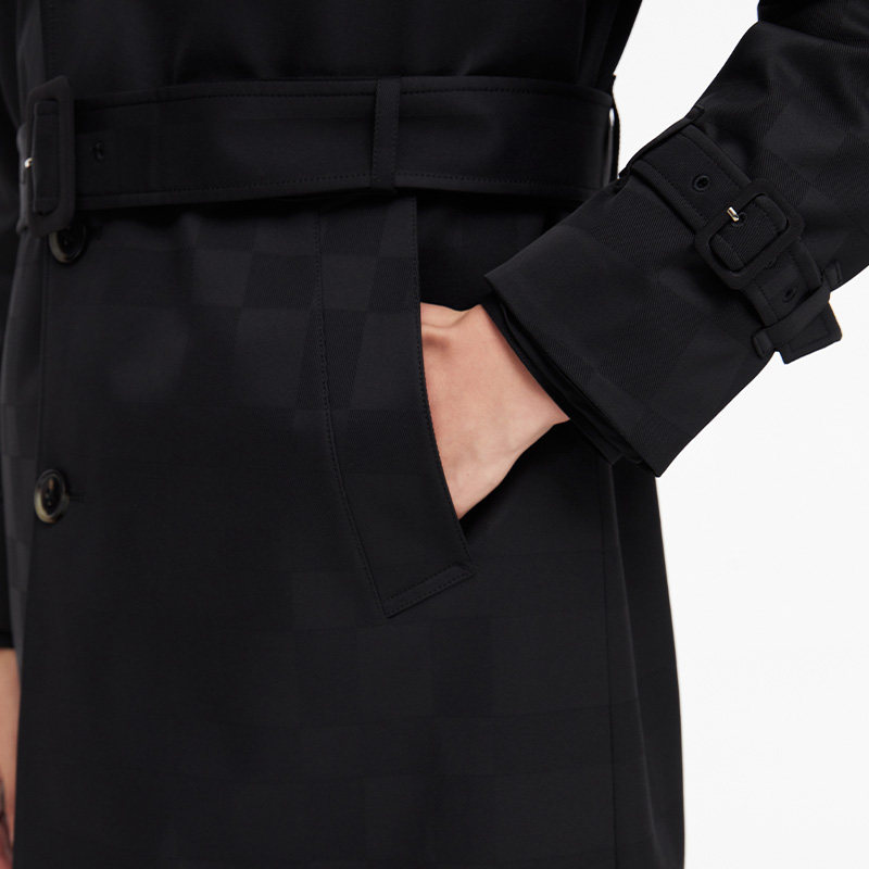 九牧王2023秋冬JP5C50417商务休闲黑色风衣领保暖中长羽绒服派克