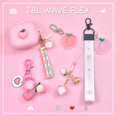 FLEX充电仓外壳W300升级版 可爱水蜜桃子适用JBL 硅胶套女 wave flex耳机壳WAVE WAVE FLEX蓝牙耳机保护套jbl