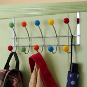 壁挂衣服收纳 门顶免打孔 欧润哲单只装 十彩珠挂钩衣帽钩门后挂架