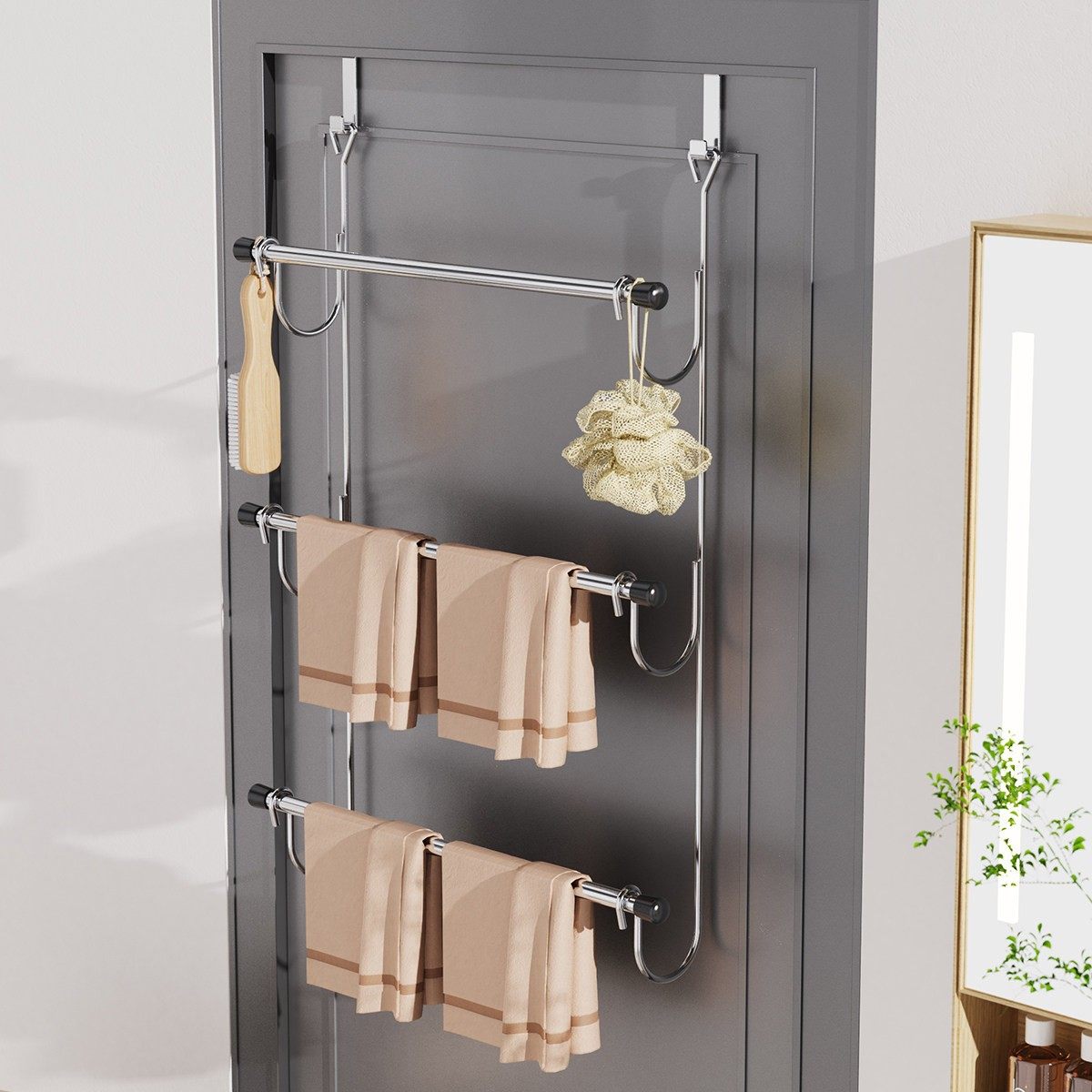欧润哲门后毛巾挂架 免打孔浴室门背挂衣架 家用浴巾毛巾收纳架,收纳整理,挂门置物架,淘宝优惠券,粉丝福利购,淘宝优惠卷