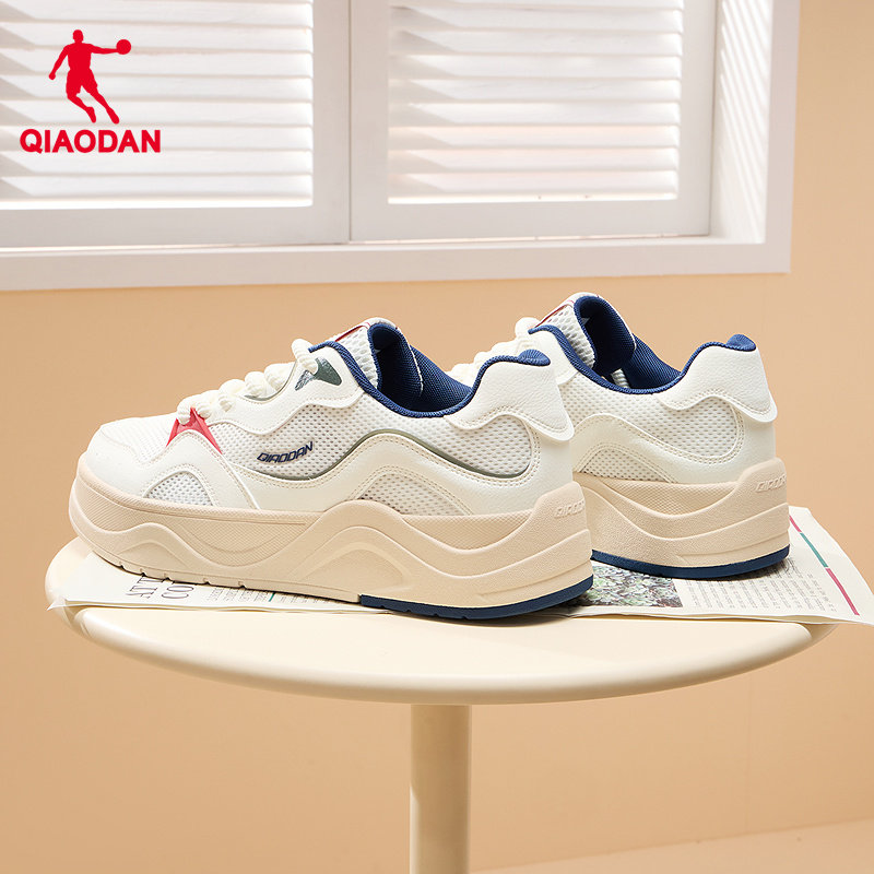 海浪|乔丹男款网面透气轻便运动板鞋2026夏新款厚底增高橡胶休闲