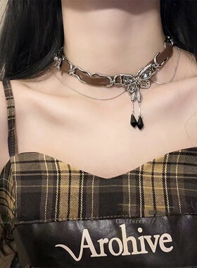 美拉德重工蝴蝶choker项圈女朋克风亚文化小众设计甜酷辣妹锁骨链