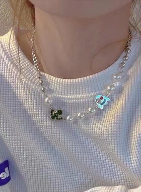 搞怪幽灵珍珠拼接项链