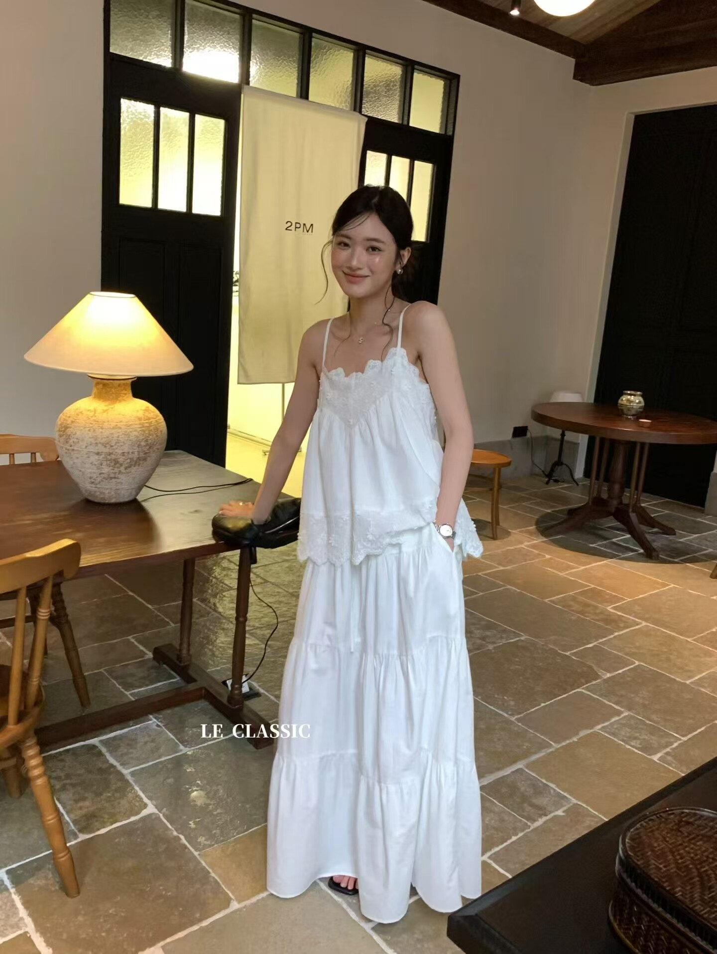 2026夏季新款韩版时尚气质名媛高级感蕾丝拼接吊带连衣裙女两件套