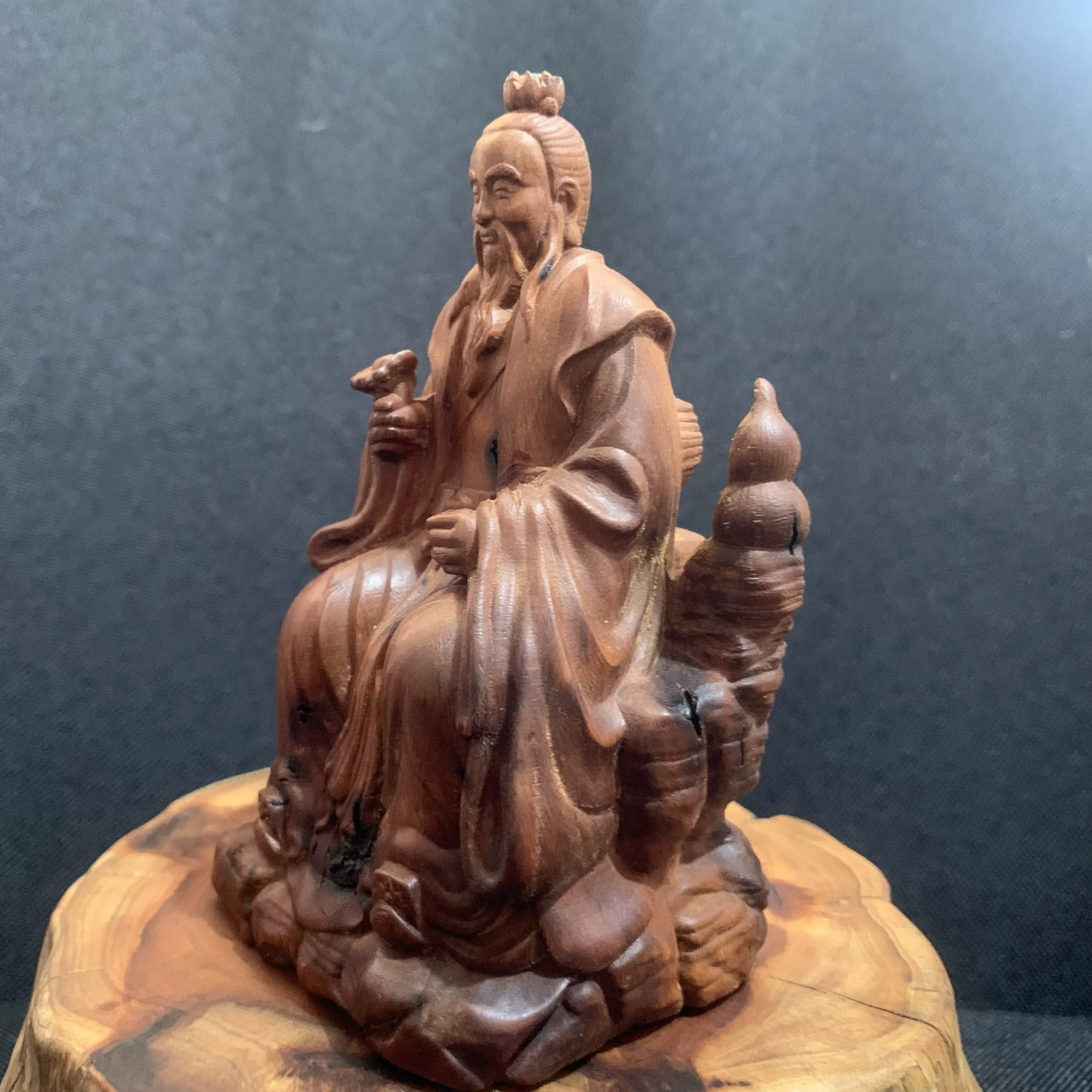 龙虎山天然雷击枣木雕刻药王孙思邈神像摆件实木家居客厅店铺摆设