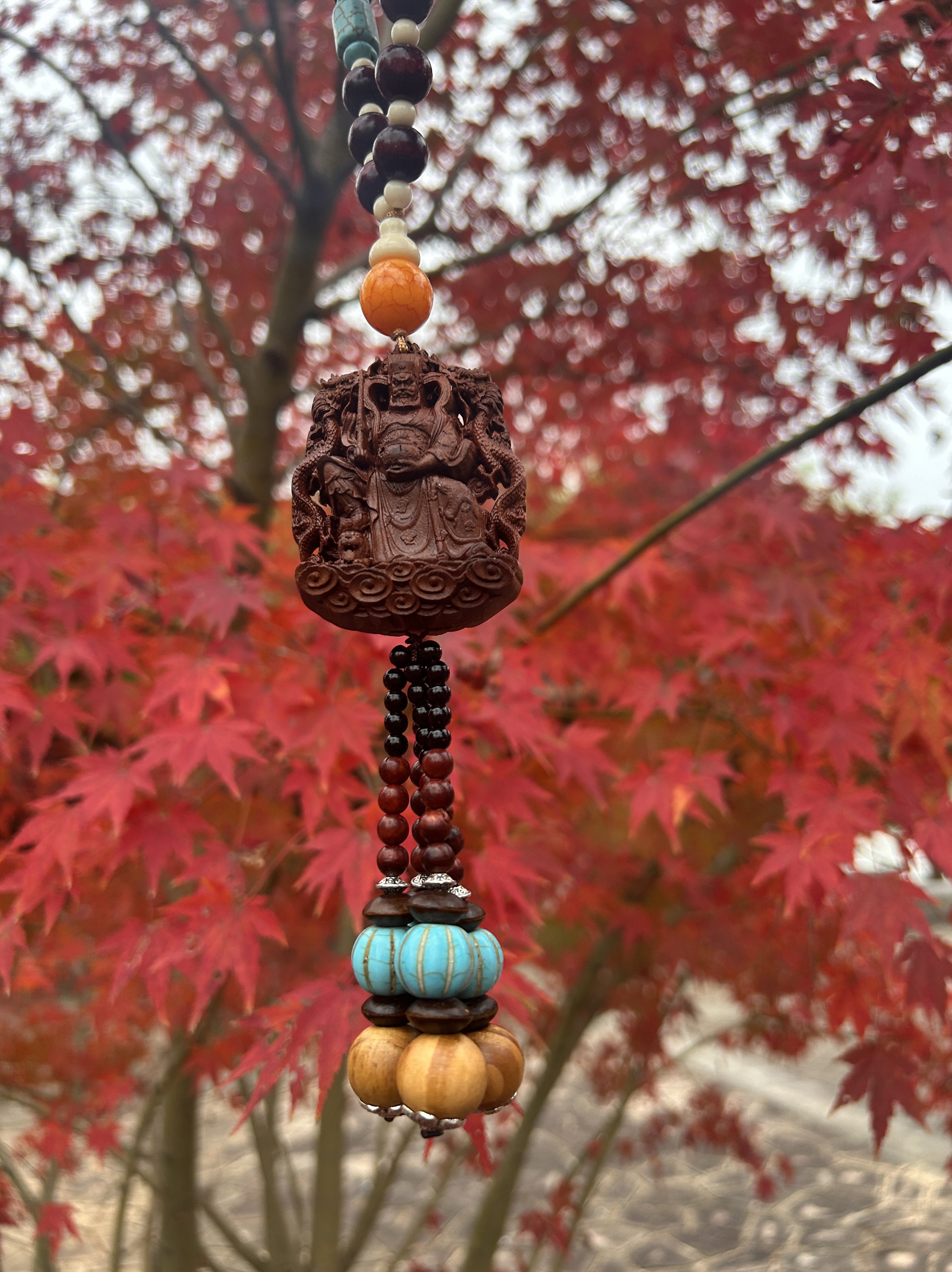 龙虎山雷击枣木赵公明关羽武财神枣木手串手把件盘盘玩车载挂件