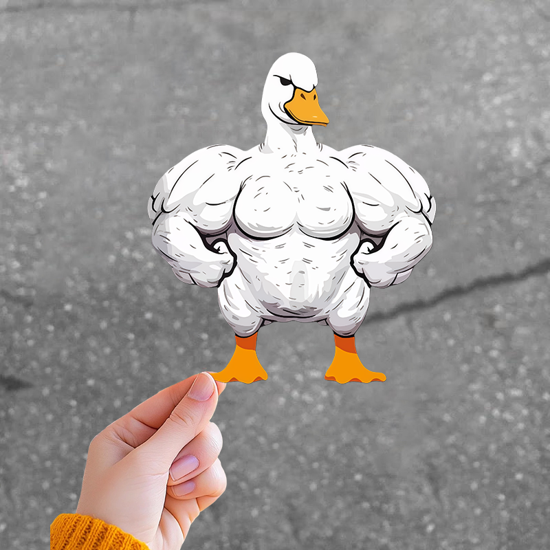 大力士健身鸭创意反光汽车贴纸