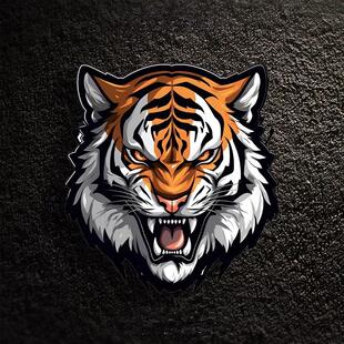 汽车摩托贴纸恶狠老虎头部贴画个性创意电动车划痕遮盖装饰贴画