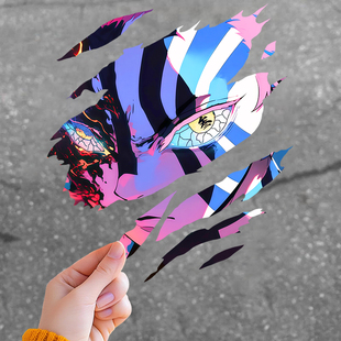 动漫人物鬼灭之刃上弦叁猗窝座撕裂汽车贴纸个性创意车身装饰贴花